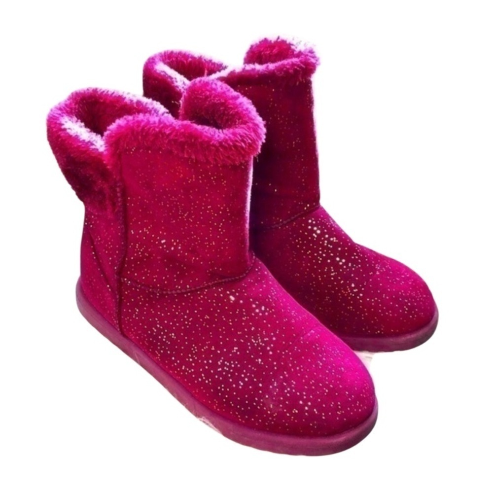 ROEBUCK & CO | Women’s Maroon Ankle Height Boots + Gold Sparkle, Size 5.